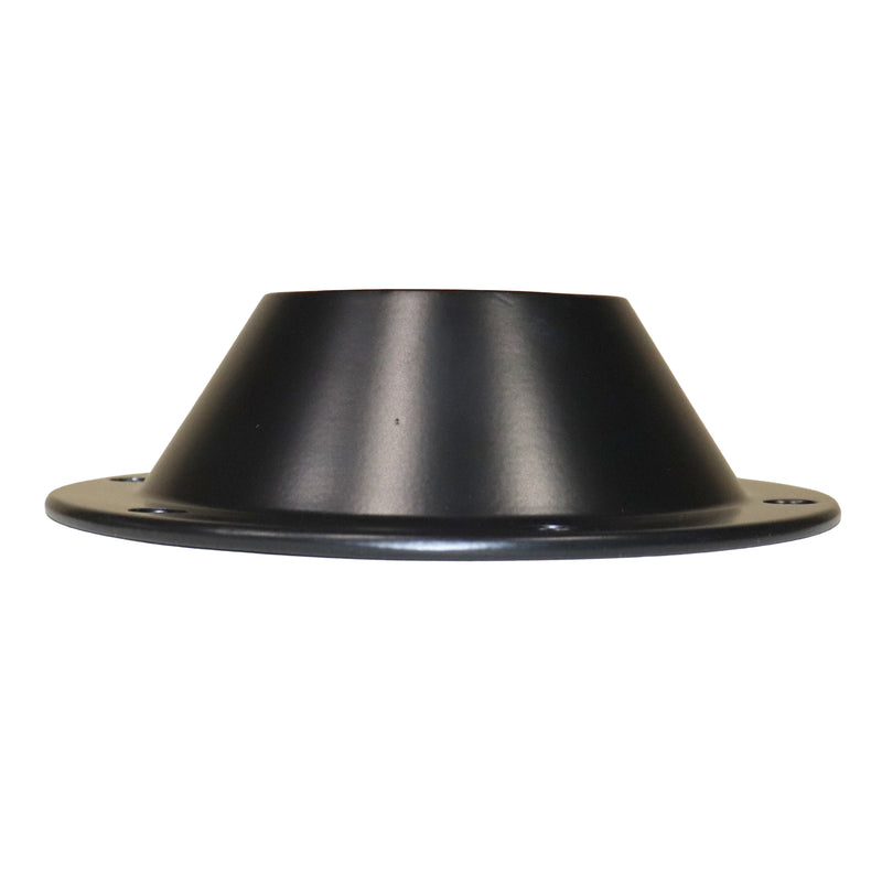 Black table leg mounting base shown from the side