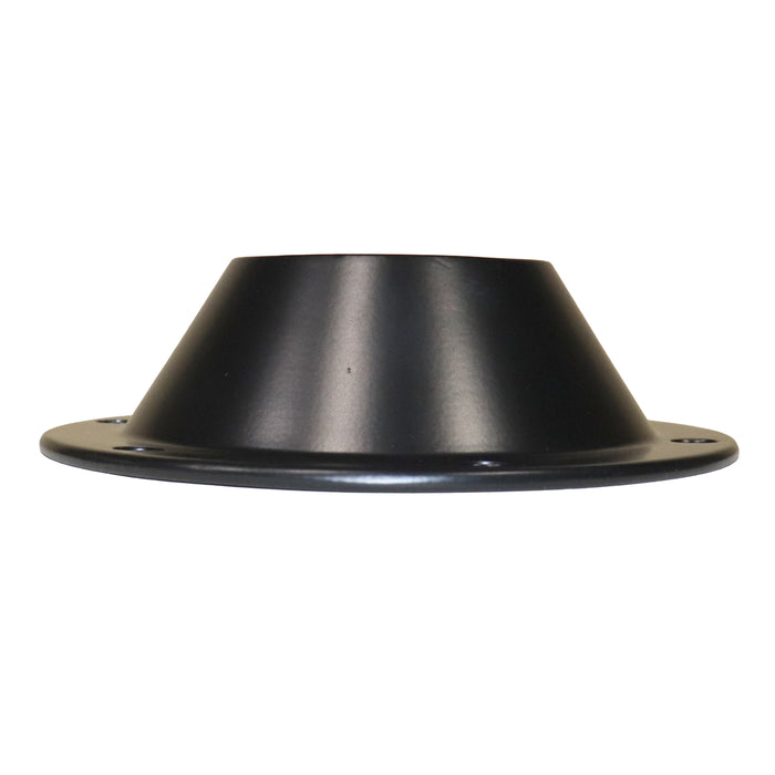 Black table leg mounting base shown from the side