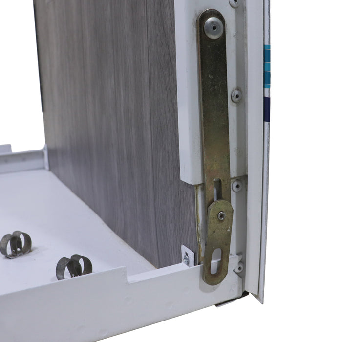 swing arm hinge for the stepper door