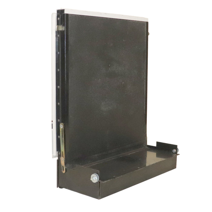 pop up camper access door as shown from a rear angle