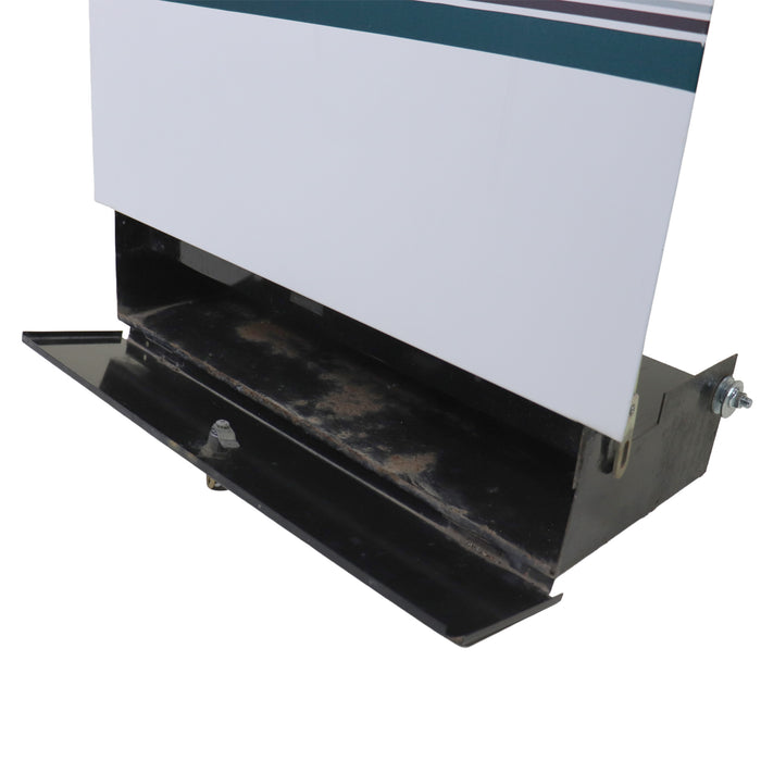 stepper door storage compartment shown in the open position