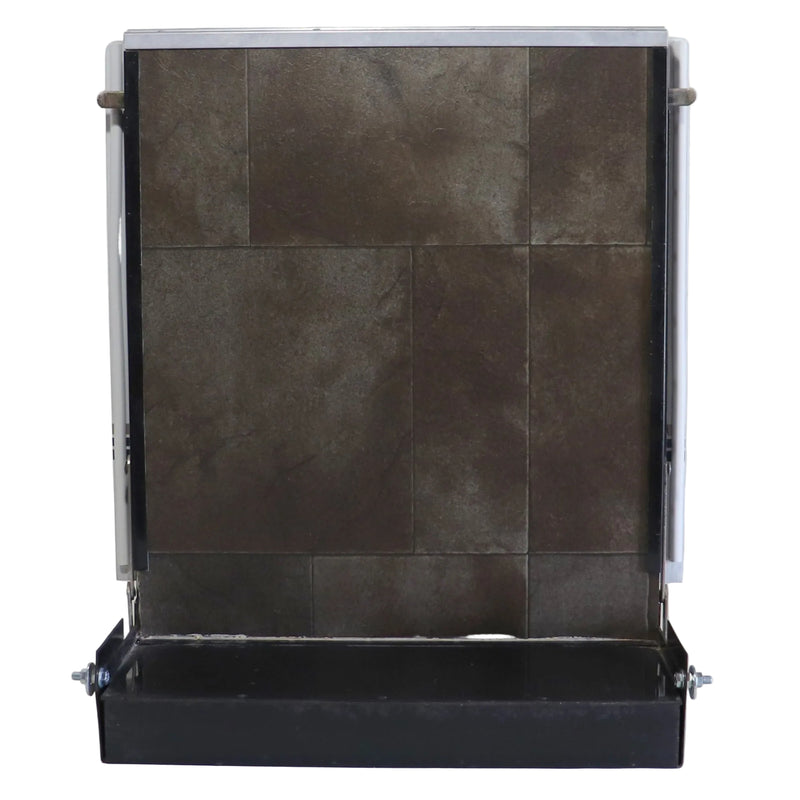 back or inside o the stepper door showing new vinyl flooring installed