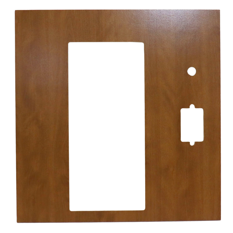 Wooden wall plate with a single toggle switch cutout on a white background