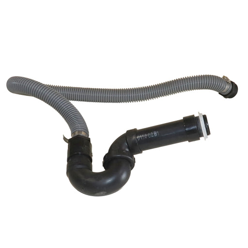 Gray and black hose with a connector on a white background