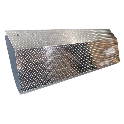 Metallic diamond plate panel on a white background