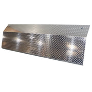 Metallic diamond plate panel on a white background