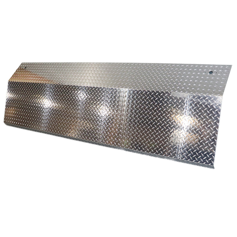 Metallic diamond plate panel on a white background