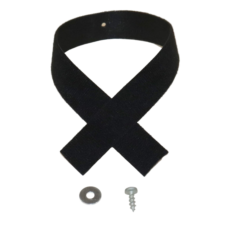 A black table leg strap for camper tables