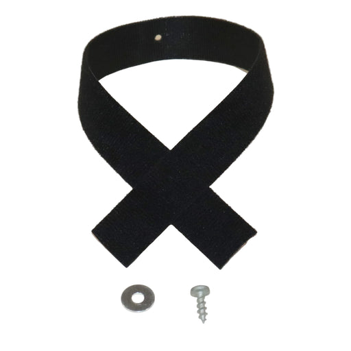 A black table leg strap for camper tables