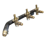 manifold showing the 3/8 male flair fitting for the LP fuel supply line