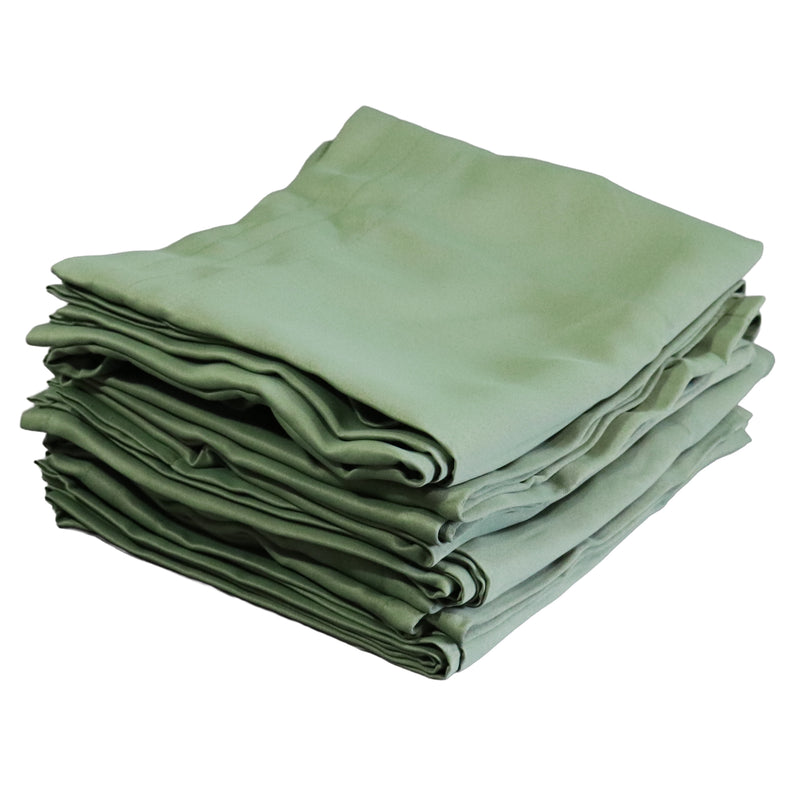 five olive curtain panels stacked together