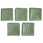 five folded olive curtain panels