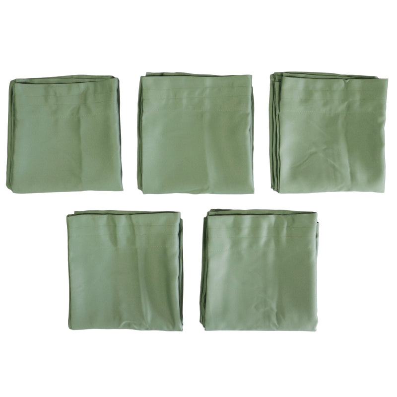 five folded olive curtain panels