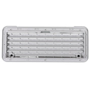 A rectangular white plastic vent or grille with horizontal slats, shown against a plain white background.
