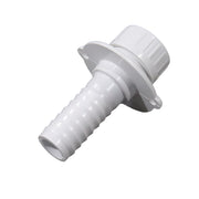 A white plastic adapter fitting with a threaded hose connection on one end and a ribbed screw-on cap on the other, shown on a plain white background.