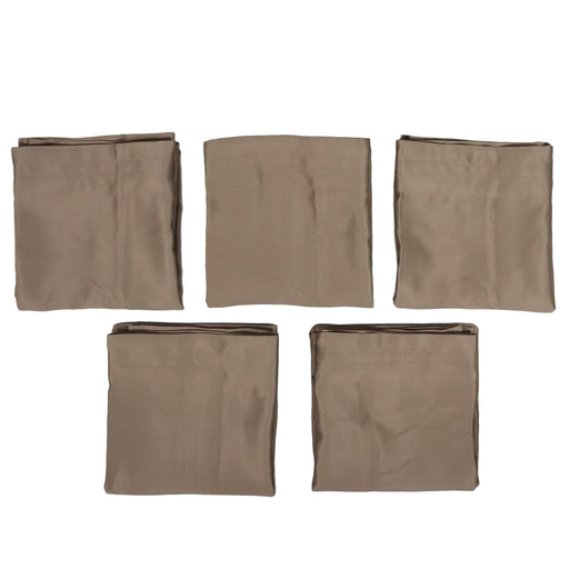 five taupe curtain panels part of a full set