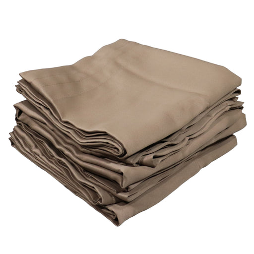 taupe curtain set with type D carriers stacked on a white background
