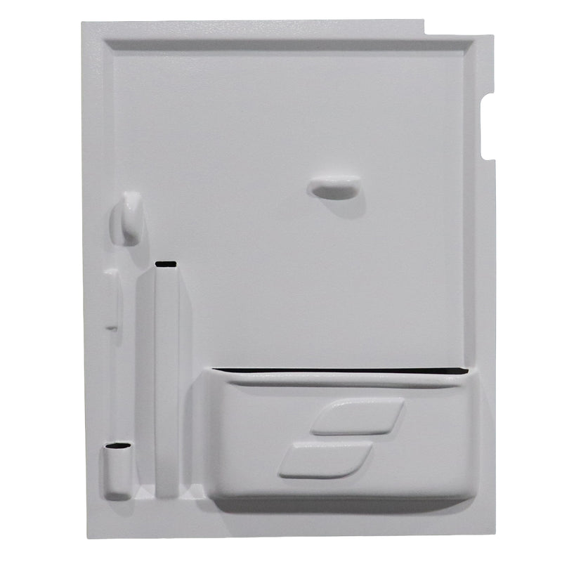 White molded plastic panel or cover with recessed details, shown against a plain white background.