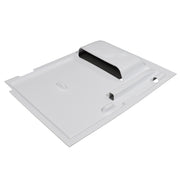 A white plastic replacement  door panel for starcraft campers, shown from an elevated perspective on a solid white background.