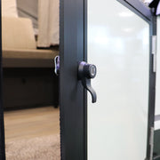 forest river entry door latch as viewed from the outside