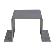 A gray metal U-channel bracket with flat mounting plates on both ends, shown against a plain white background.