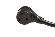 Black electrical plug on a white background