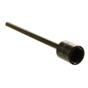 A black cordless drill / jacks adapter with a hexagonal head.