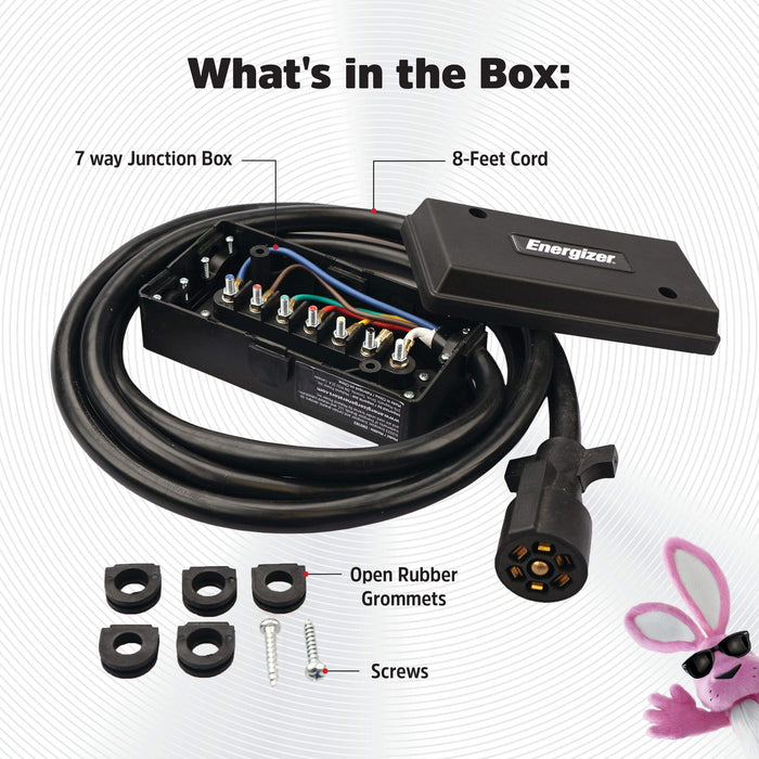 Energizer 7-Way Weatherproof Electrical Junction Box with 8-ft Trailer Plug