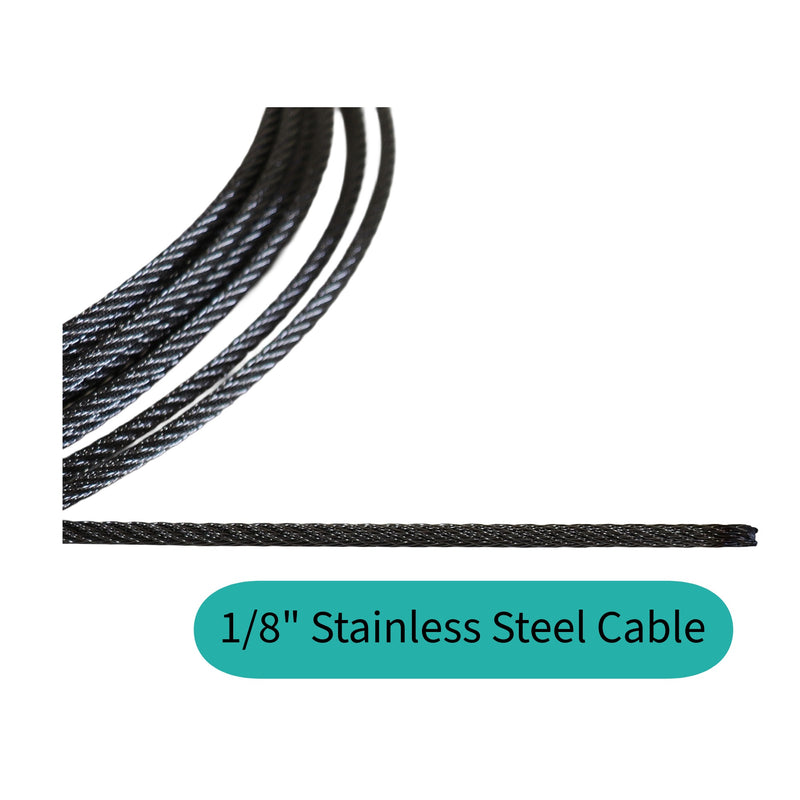 1/8" Stainless Steel Cable on a white background with text label.
