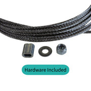 Cable with hardware components on a white background