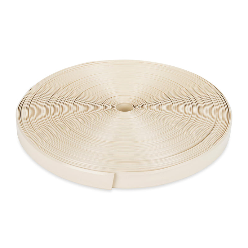 A roll of colonial white vinyl trim insert.
