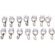 A set of metal and plastic wheeled carriers for screen door or shower curtain tracks.