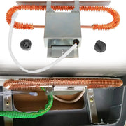 Close-up of a heat strip with copper coils and connectors.