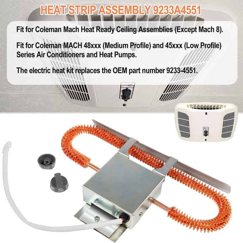 Heat strip assembly for Coleman air conditioners with product details.