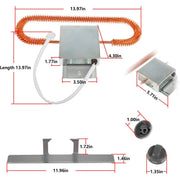Technical diagram of a heating element with dimensions labeled