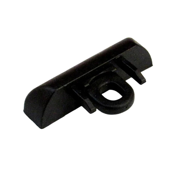 end cap for roof rack rails shown from the rear