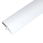 A white piece of T molding used for trim purposes around a table or countertop.