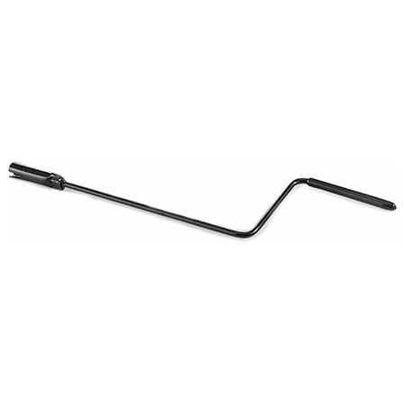 A black metal stabilizer jack handle with gripper clips designed for raising and lowering screw down stabilizer jacks.