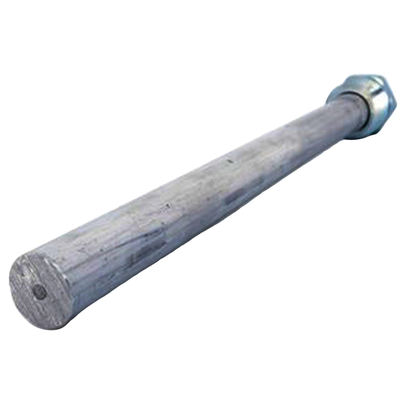 An aluminum anode rod typically used inside a water heater to prevent corrosion.