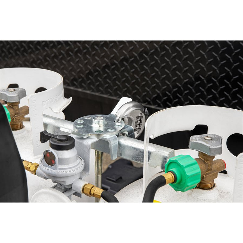 propane lock shown installed on a camper