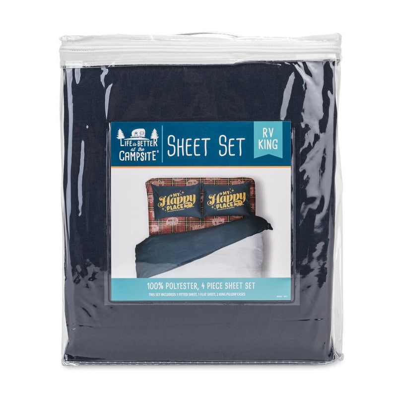 Red Plaid King Bed Sheet Set