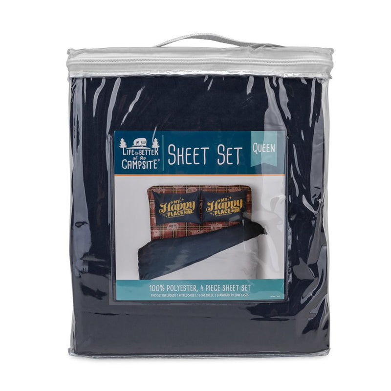 Red Plaid Queen Bed Sheet Set