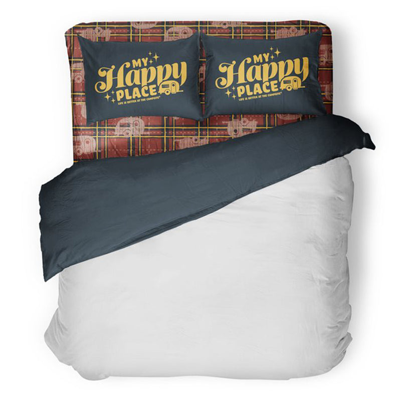 Red Plaid Queen Bed Sheet Set