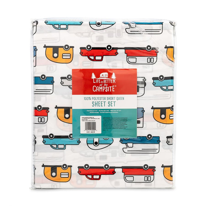 Colorful RV Queen Bed Sheet Set
