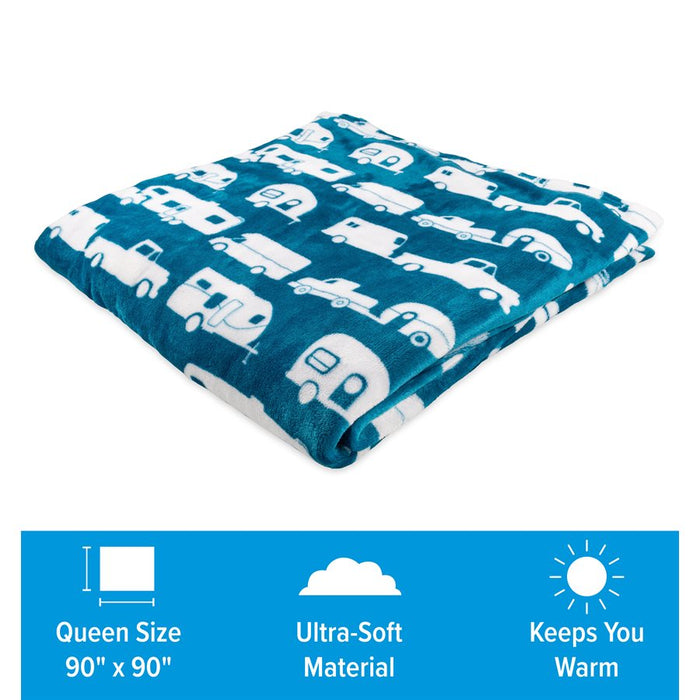 Large Blue Plush Fleece Blanket