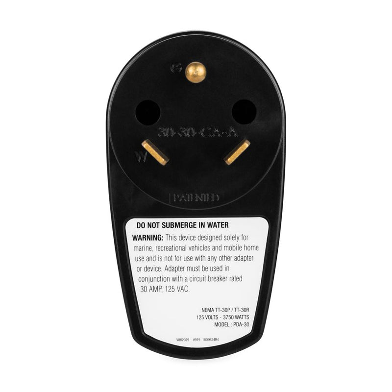 front on view of the 30 amp power plugs