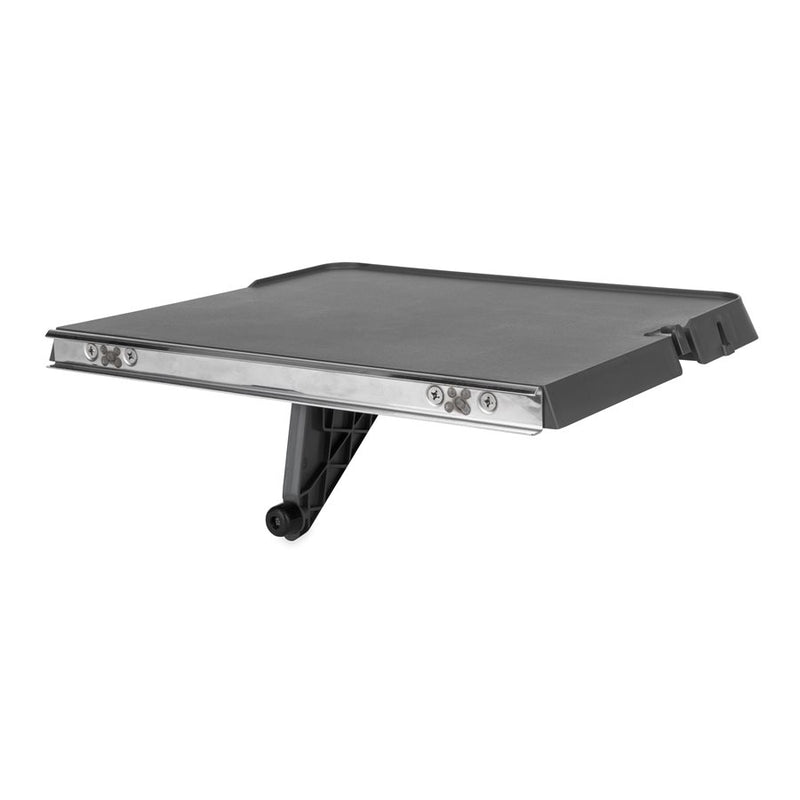 rear view of the table with the rail and lower support leg