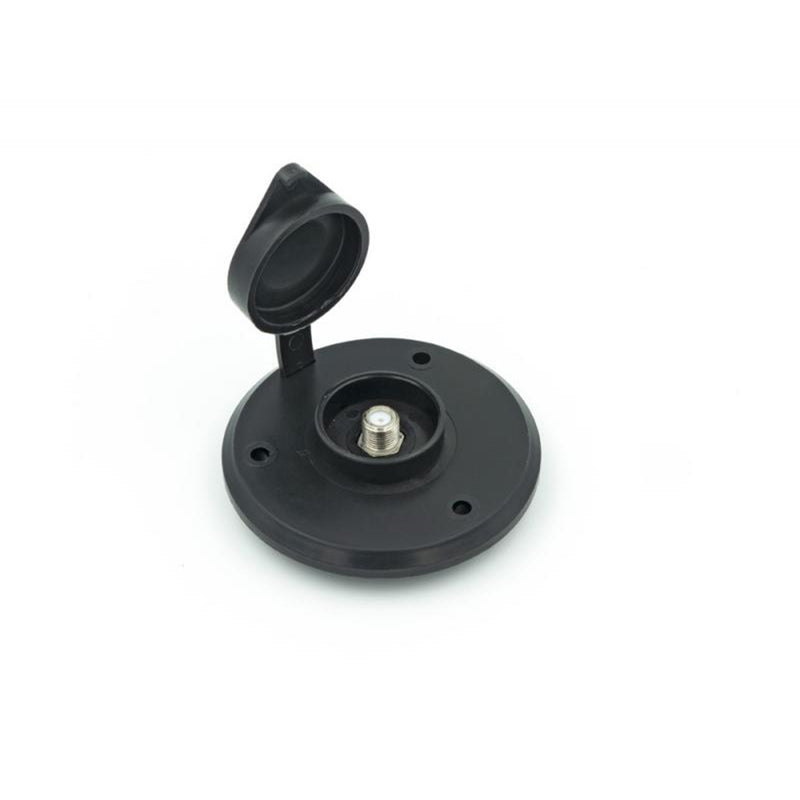 black cable tv plate with the cap open