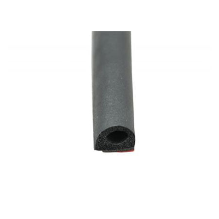 A small black D-shaped door seal with adhesive back.