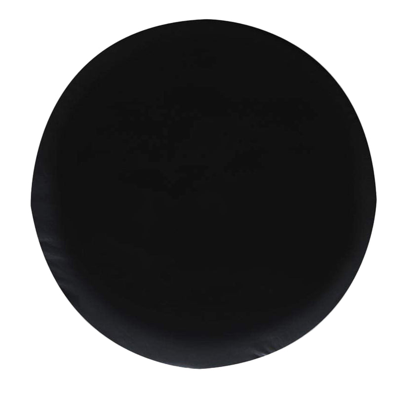 Black spare tire cover on a white background